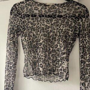 90s sheer trendy leopard cheetah top